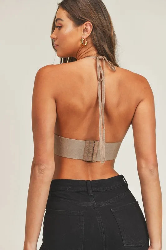 MABLE Long Sleeve Crop Sweater Top and Inner Bra Set OutfitFlow
