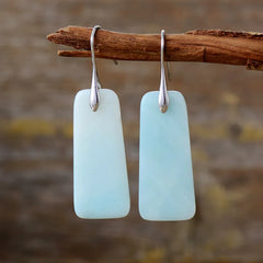 Natural Stone Geometric Shape Earrings Silver One Size OutfitFlow