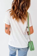 Sequin Pumpkin Round Neck Short Sleeve T-Shirt OutfitFlow