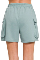 Zenana Scuba Thigh Pocket Shorts OutfitFlow