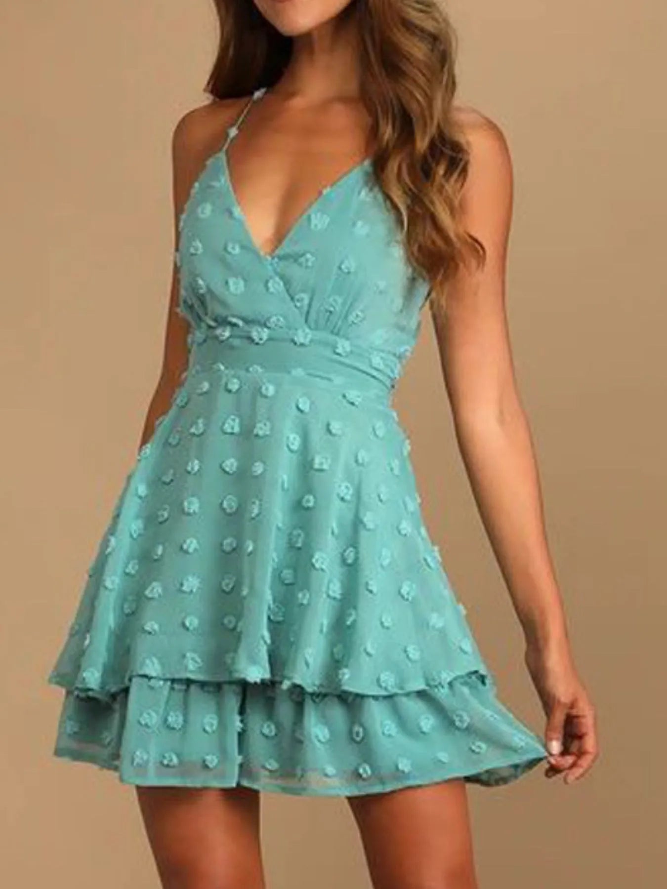 Swiss Dot V-Neck Cami Dress OutfitFlow