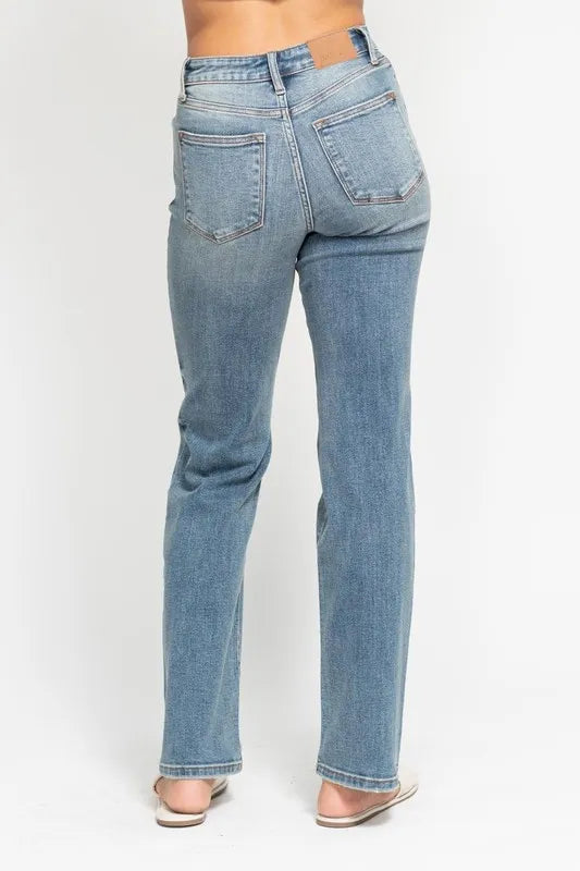 Judy Blue Full Size High Waist Distressed Dad Jean Plus Size OutfitFlow