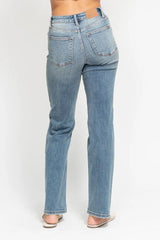 Judy Blue Full Size High Waist Distressed Dad Jean Plus Size OutfitFlow