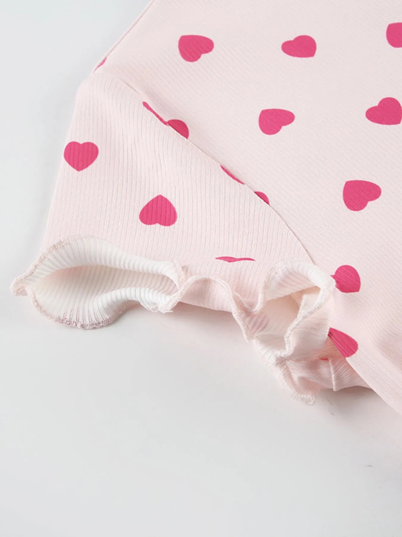 Heart Print Top and Shorts Loungewear Set OutfitFlow