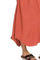 Zenana Woven Arc Hem Cami Midi Dress With Flowy Pockets OutfitFlow