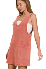 Zenana Washed Adjustable Strap Denim Overall Dress CABERNET OutfitFlow