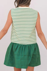 Stripe Woven Sleeveless Mini Dress OutfitFlow