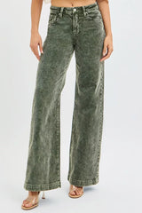 RISEN Full Size High Rise Wide Leg Corduroy Jeans Plus Size Trendsi