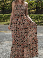 Printed Smocked Bodice Maxi Dress OutfitFlow