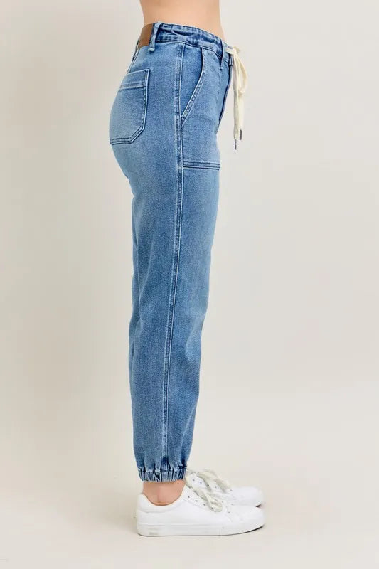 Judy Blue Full Size High Waist Denim Jogger Plus Size OutfitFlow