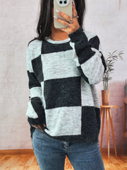Color Block Round Neck Sweater OutfitFlow