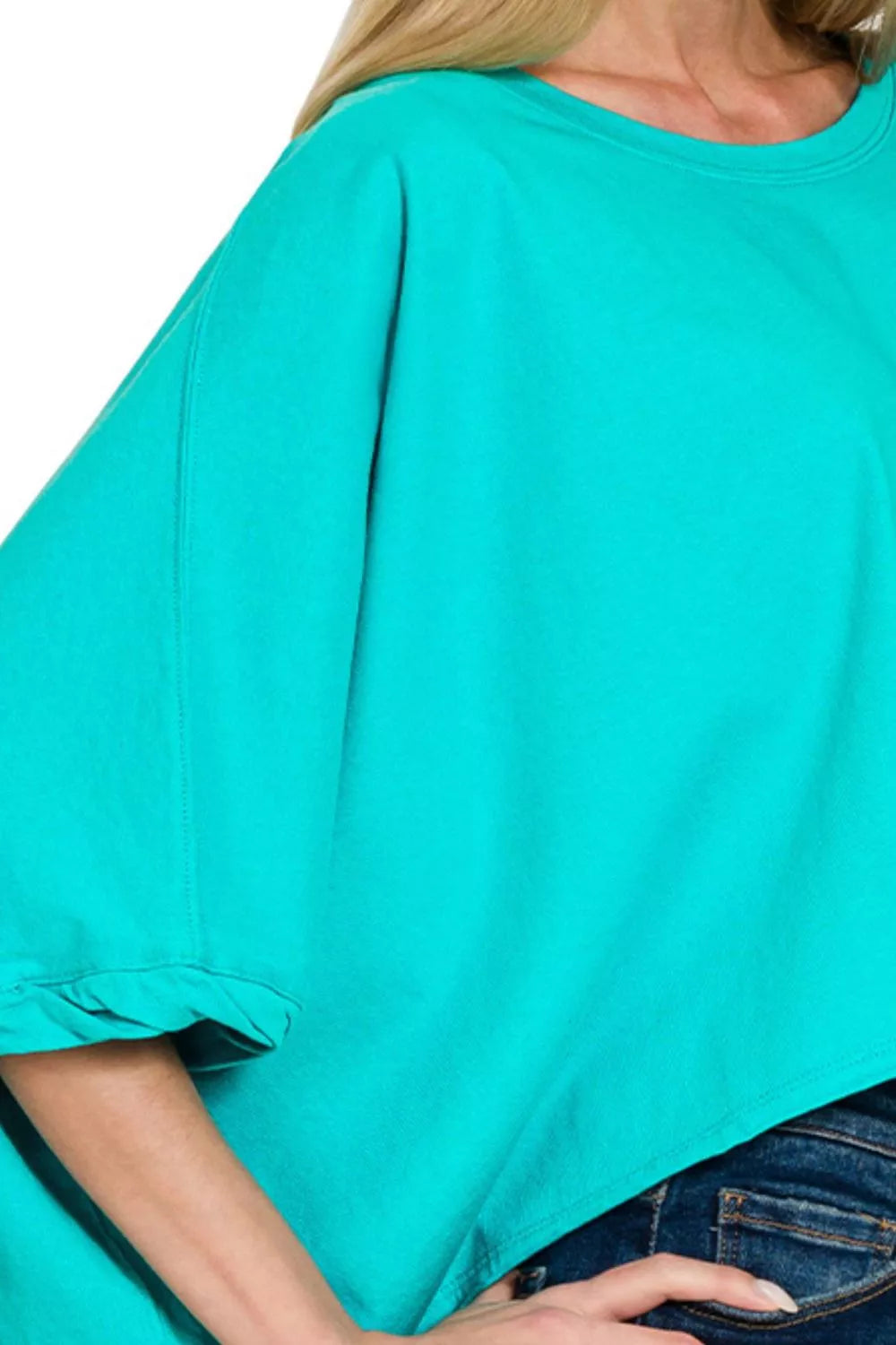 Zenana Premium Cotton Oversized Round Neck Box T-Shirt OutfitFlow