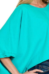 Zenana Premium Cotton Oversized Round Neck Box T-Shirt OutfitFlow