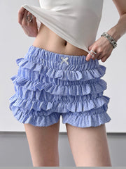 Plaid Ruffled Layered Shorts OutfitFlow