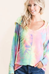 BiBi Tie Dye Terry Long Sleeve Hoodie OutfitFlow