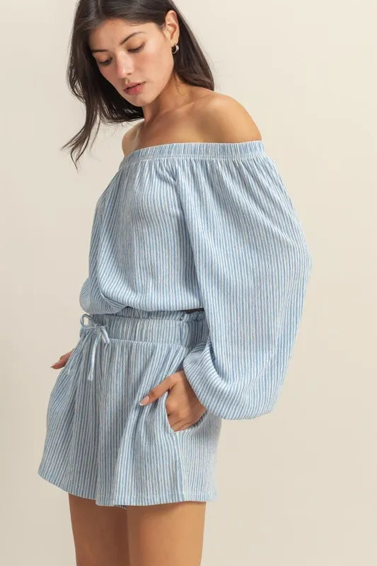 HYFVE Off Shoulder Top and Shorts Set OutfitFlow