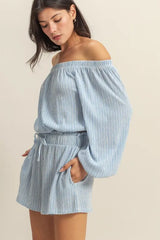 HYFVE Off Shoulder Top and Shorts Set OutfitFlow