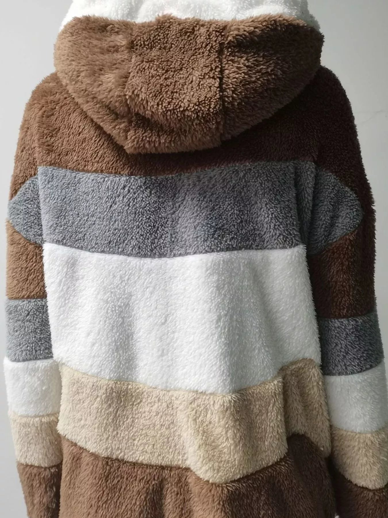 Full Size Fuzzy Zip Up Hooded Outerwear Plus Size OutfitFlow