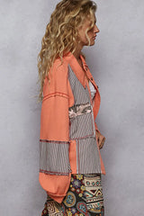 POL Button Down Patchwork Multi-Pattern Jacket OutfitFlow