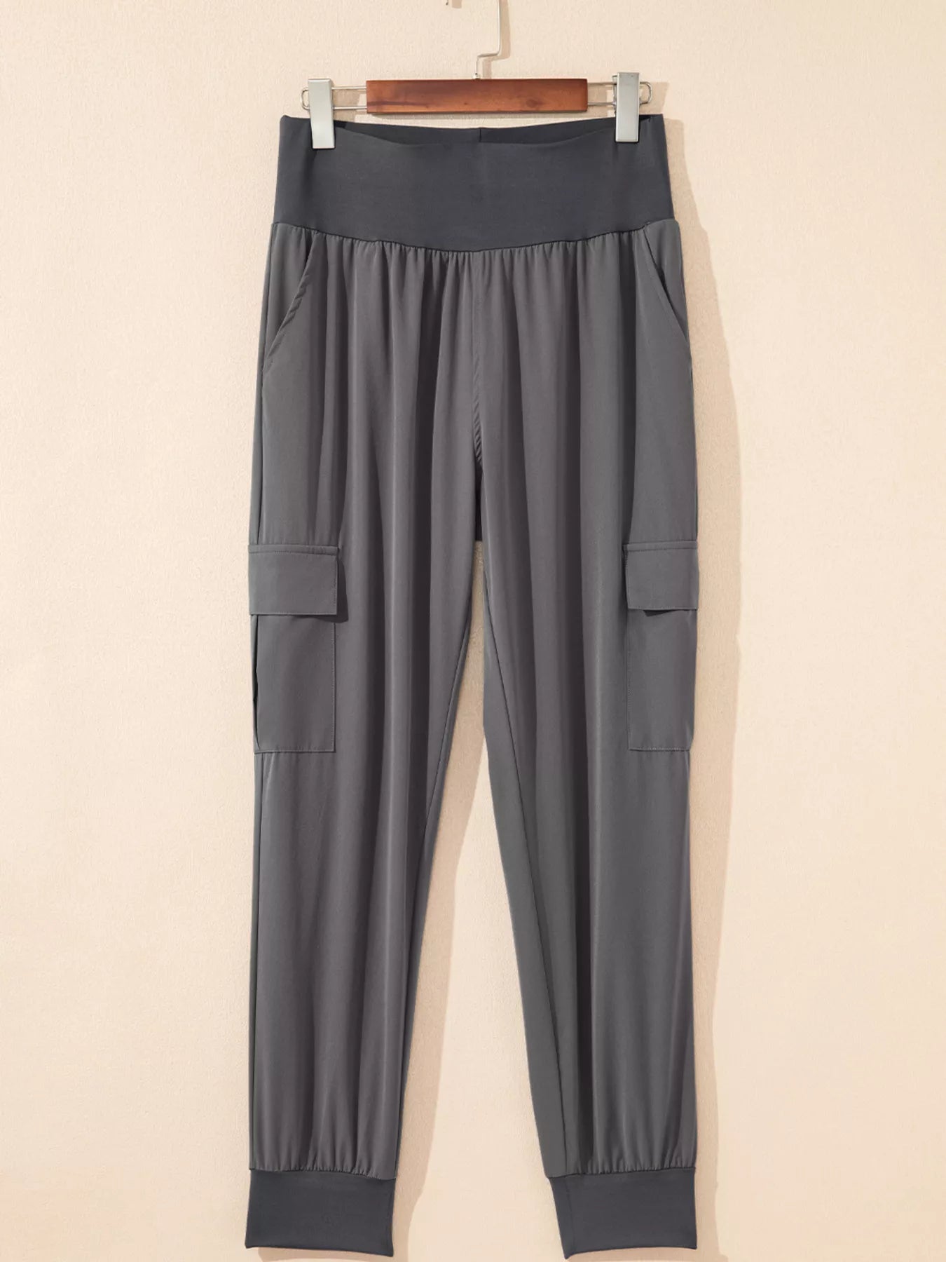 Elastic High Waist Pocketed Cargo Jogger Pants OutfitFlow