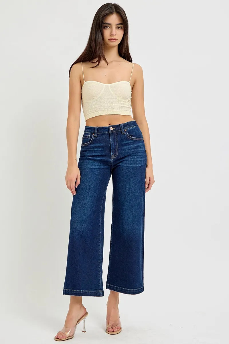 RISEN High Rise Crop Wide Jeans OutfitFlow