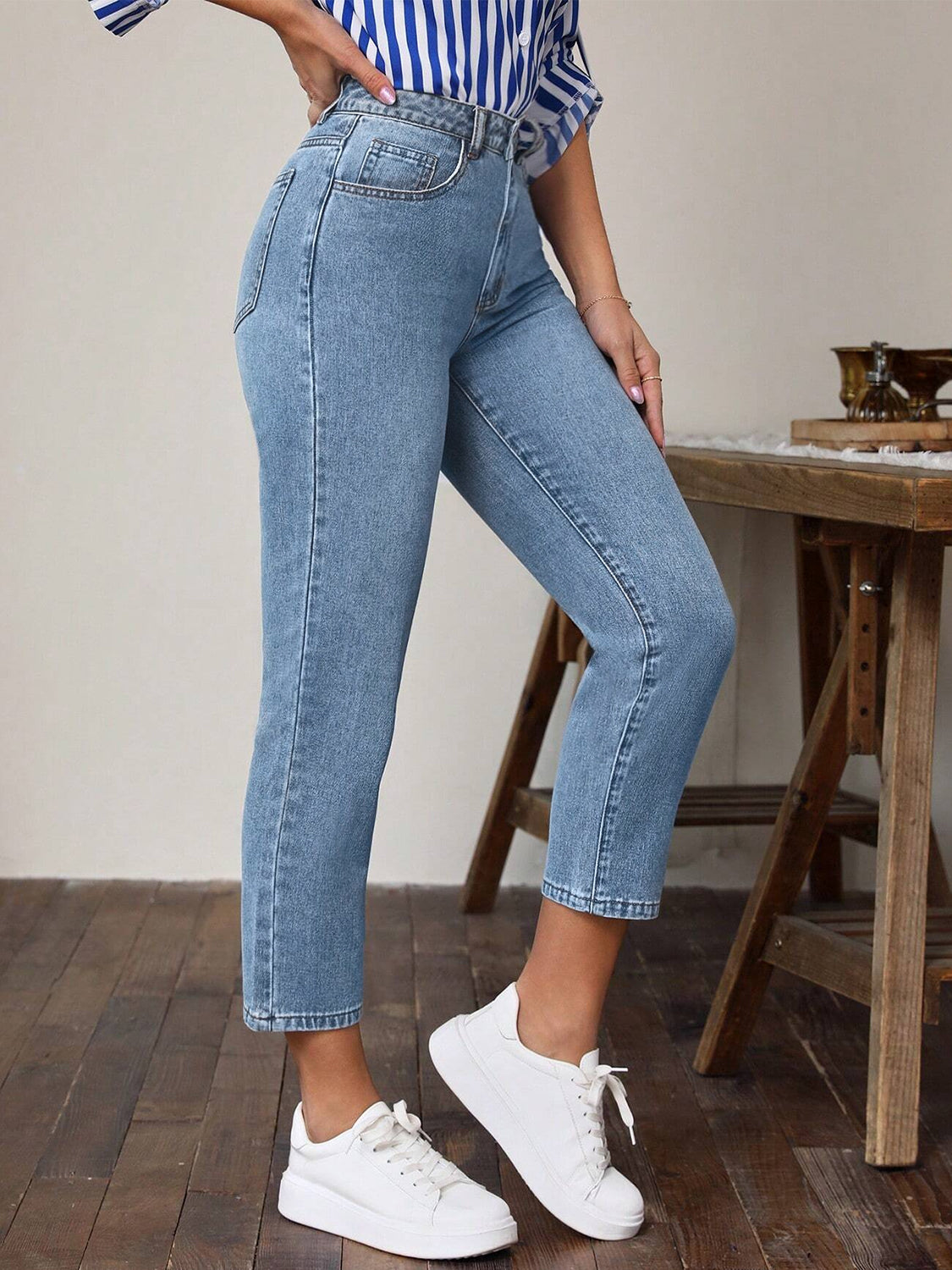 High Waist Jeans with Pockets OutfitFlow