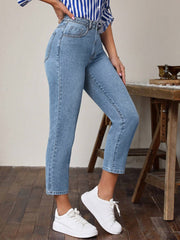High Waist Jeans with Pockets OutfitFlow