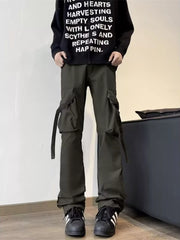 Men's Plus Size Loose Fit Cargo Pants Military Green Trendsi