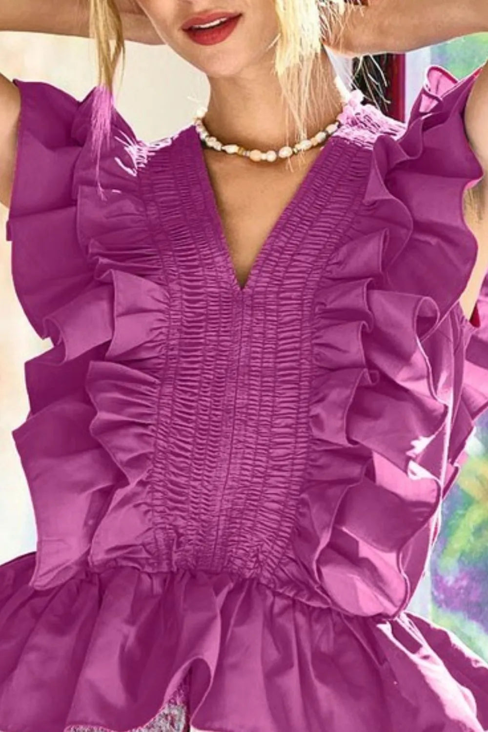 BiBi Woven Ruffled Top OutfitFlow
