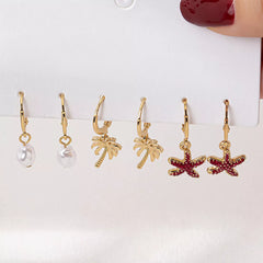 3-Pair 18K Gold-Plated Alloy Drop Earrings OutfitFlow