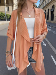 Open Front Half Sleeve Cardigan OutfitFlow