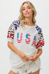 BiBi American Flag Theme Sequin Top OutfitFlow
