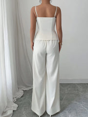 Button Front Cami and Pants Set OutfitFlow