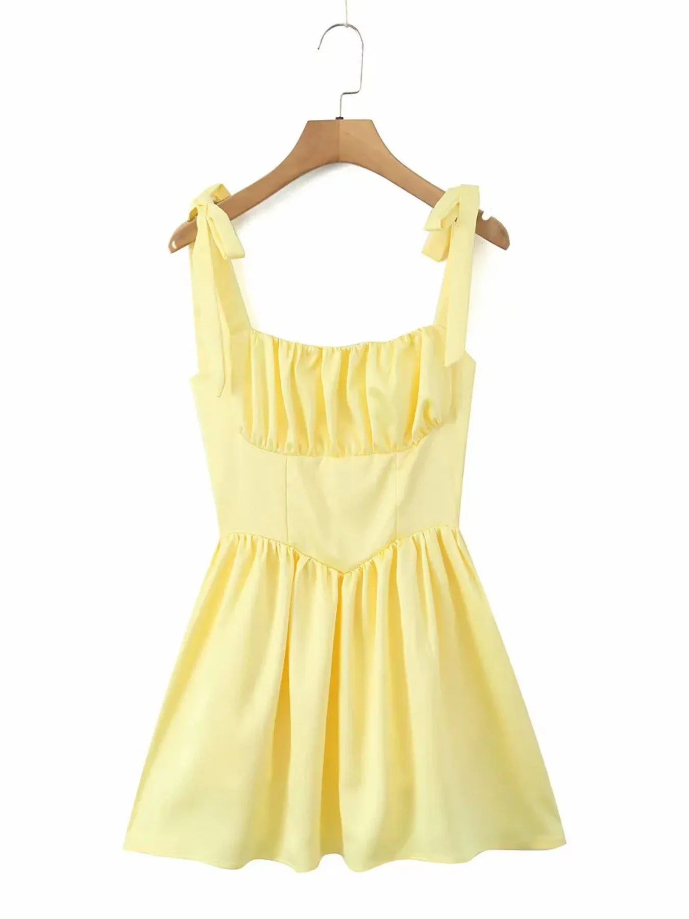 Tie-Shoulder Square Neck Mini Dress OutfitFlow