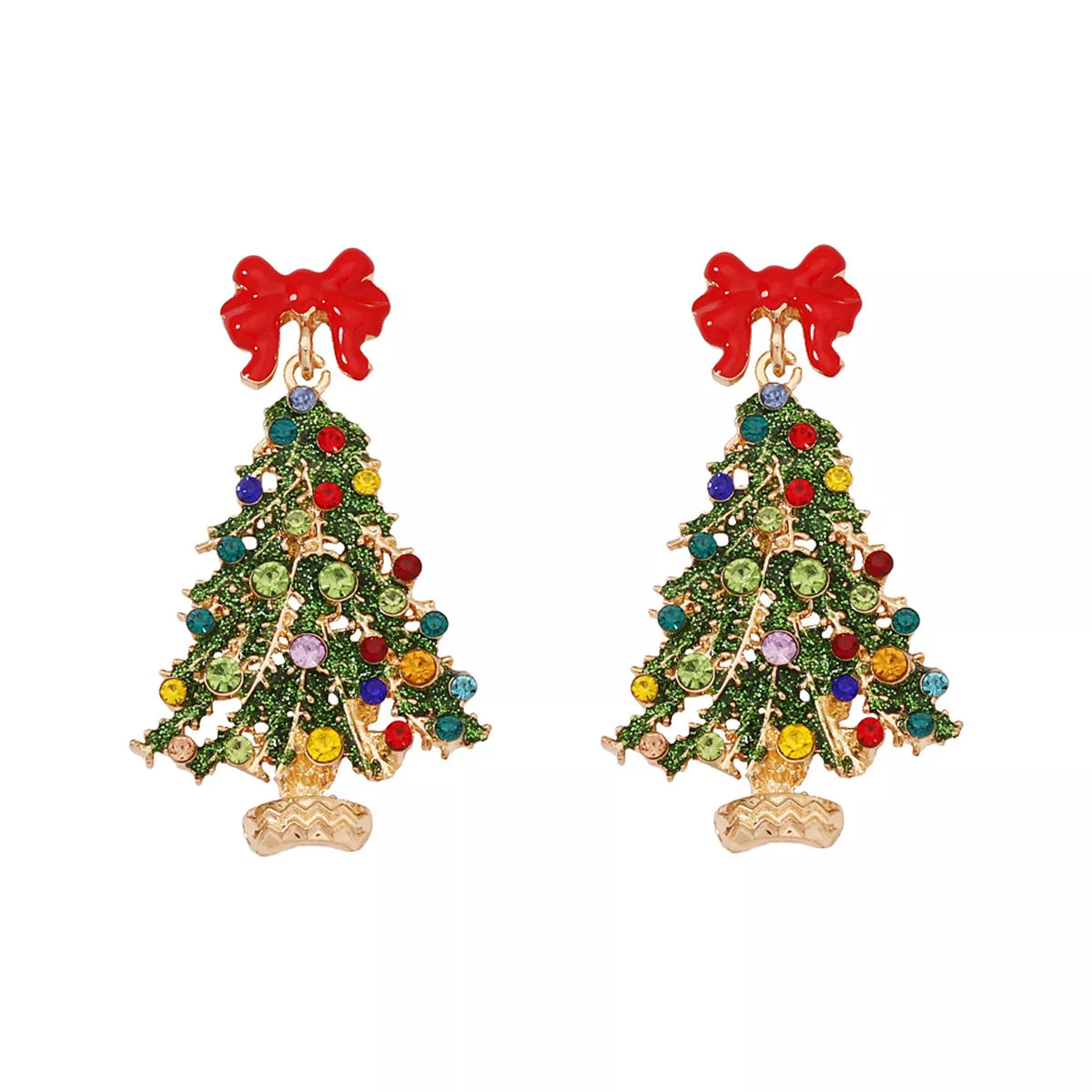 Christmas Tree Earrings with Bow OutfitFlow