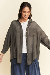 Davi & Dani High-Low Chest Pocket Button Up Shirt