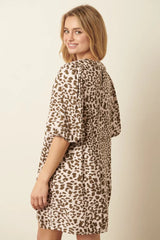 Mittoshop Animal Print Puff Sleeve Mini Dress OutfitFlow
