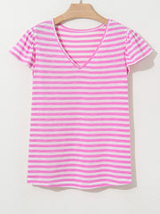 Striped V-Neck T-Shirt OutfitFlow