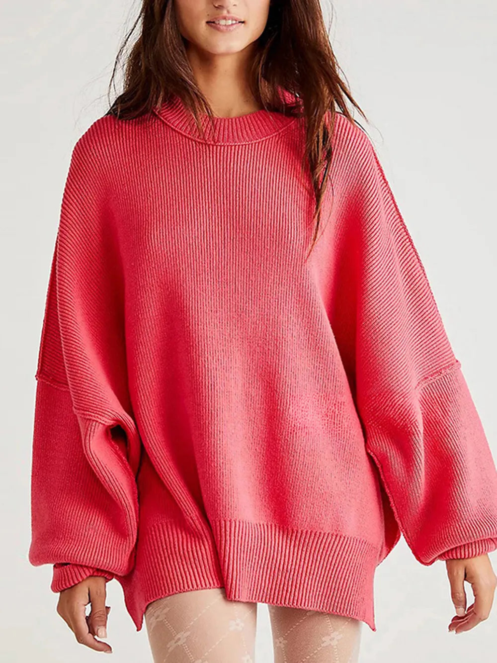 Round Neck Long Sleeve Sweater OutfitFlow