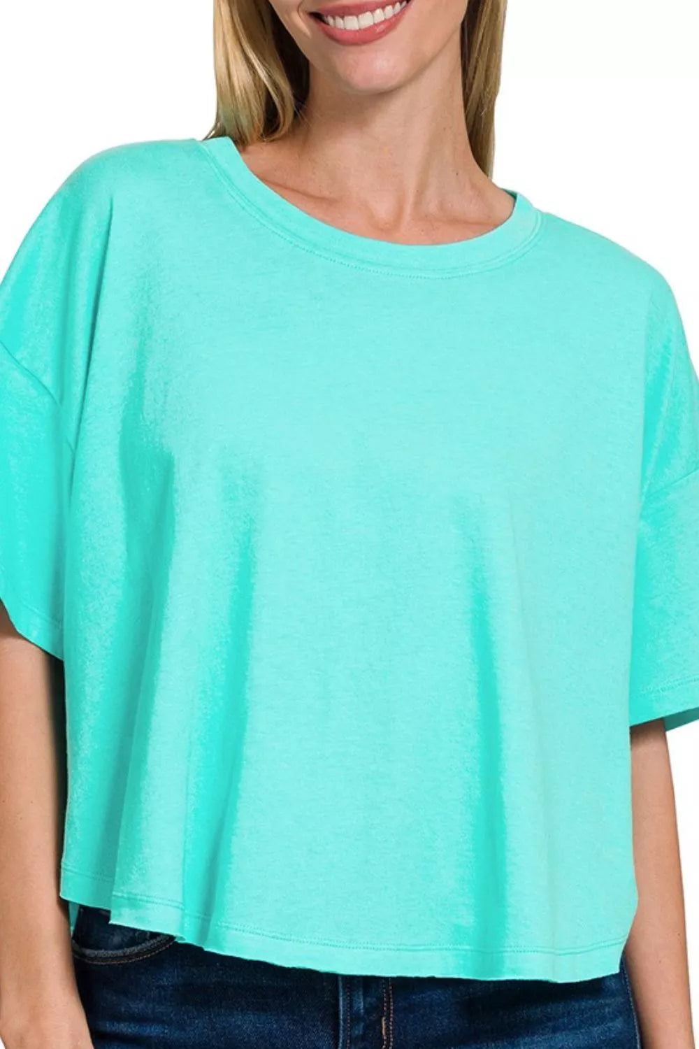 Zenana Cotton Round Neck Short Sleeve T-Shirt OutfitFlow