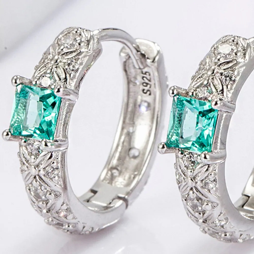 925 Sterling Silver Inlaid Zircon Earrings OutfitFlow