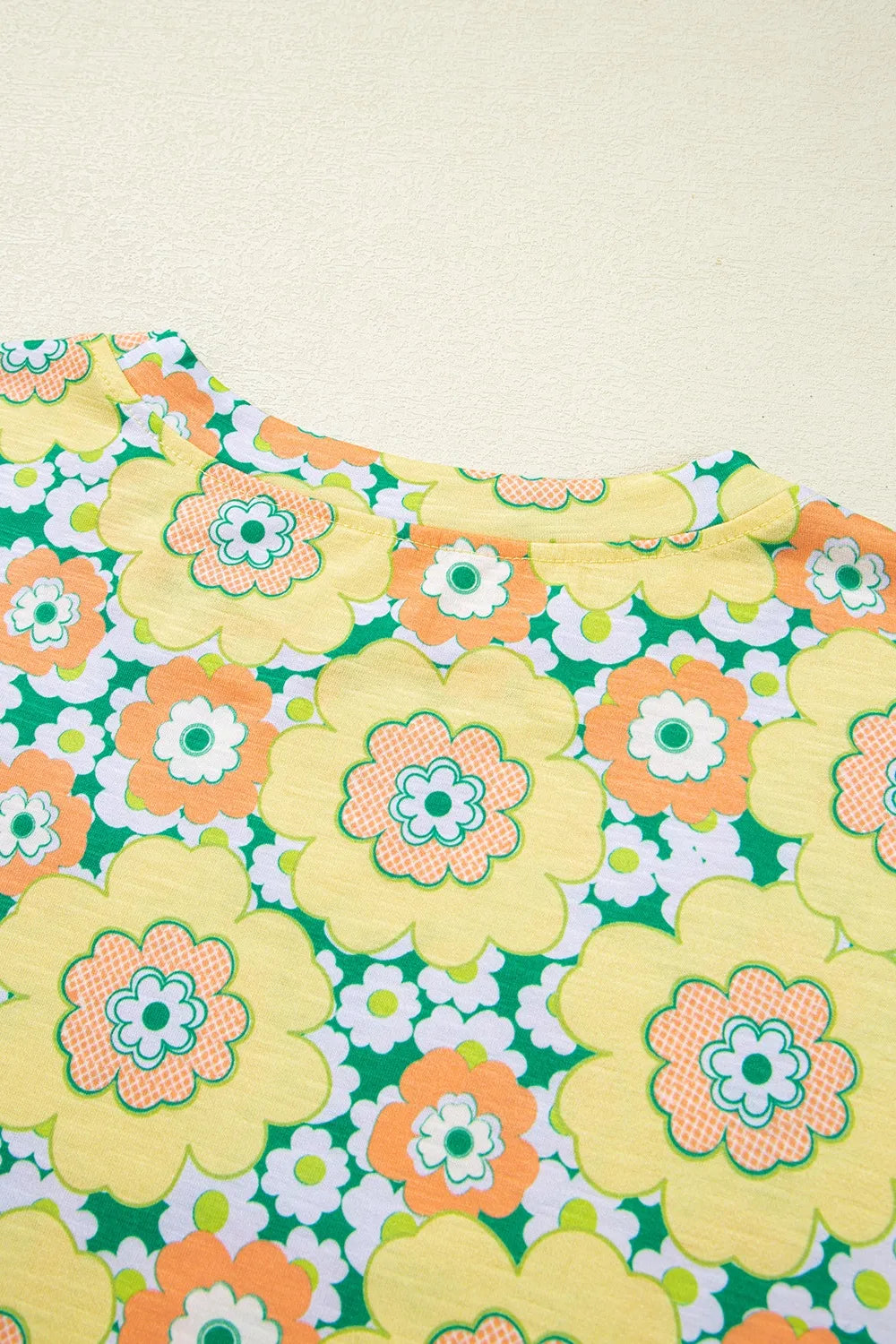 Floral Print Round Neck Oversized T-Shirt OutfitFlow