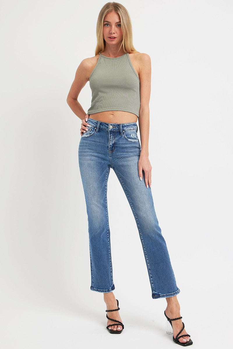 Outfit Flow - RISEN Full Size Mid Rise Ankle Straight Jeans with Pockets