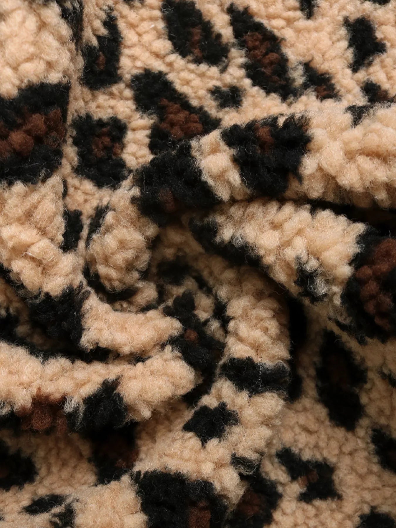 Leopard Fleece Vest Coat with Pockets Trendsi