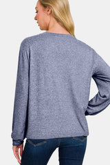 Outfit Flow - Zenana Hacci Round Neck Long Sleeve T-Shirt