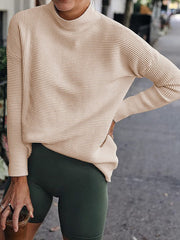 Ribbed Mock Neck Long Sleeve Sweater