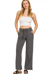 Zenana Ribbed Drawstring Lounge Pants OutfitFlow