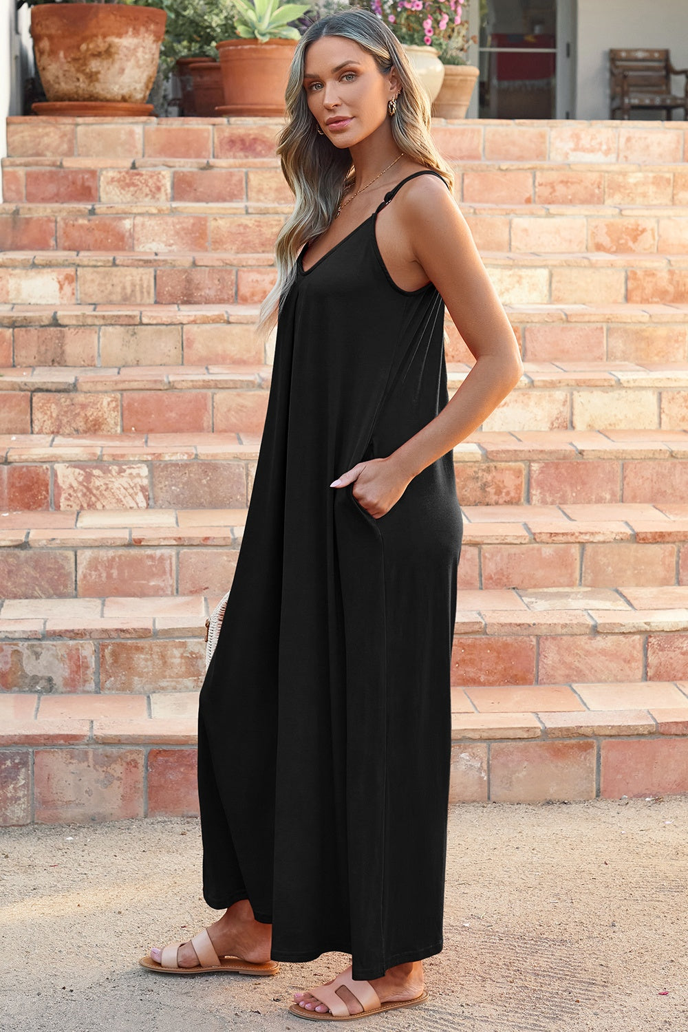 Outfit Flow - V-Neck Spaghetti Strap Jumpsuit