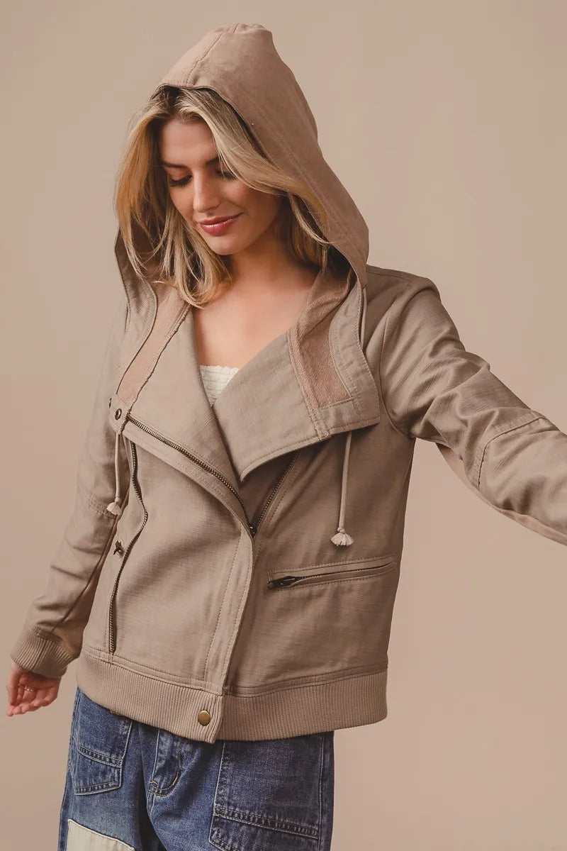 BiBi Textured Woven Rider Jacket OutfitFlow