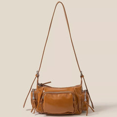 Fame Glossy Faux Leather Multi Pocket Hand Bag OutfitFlow